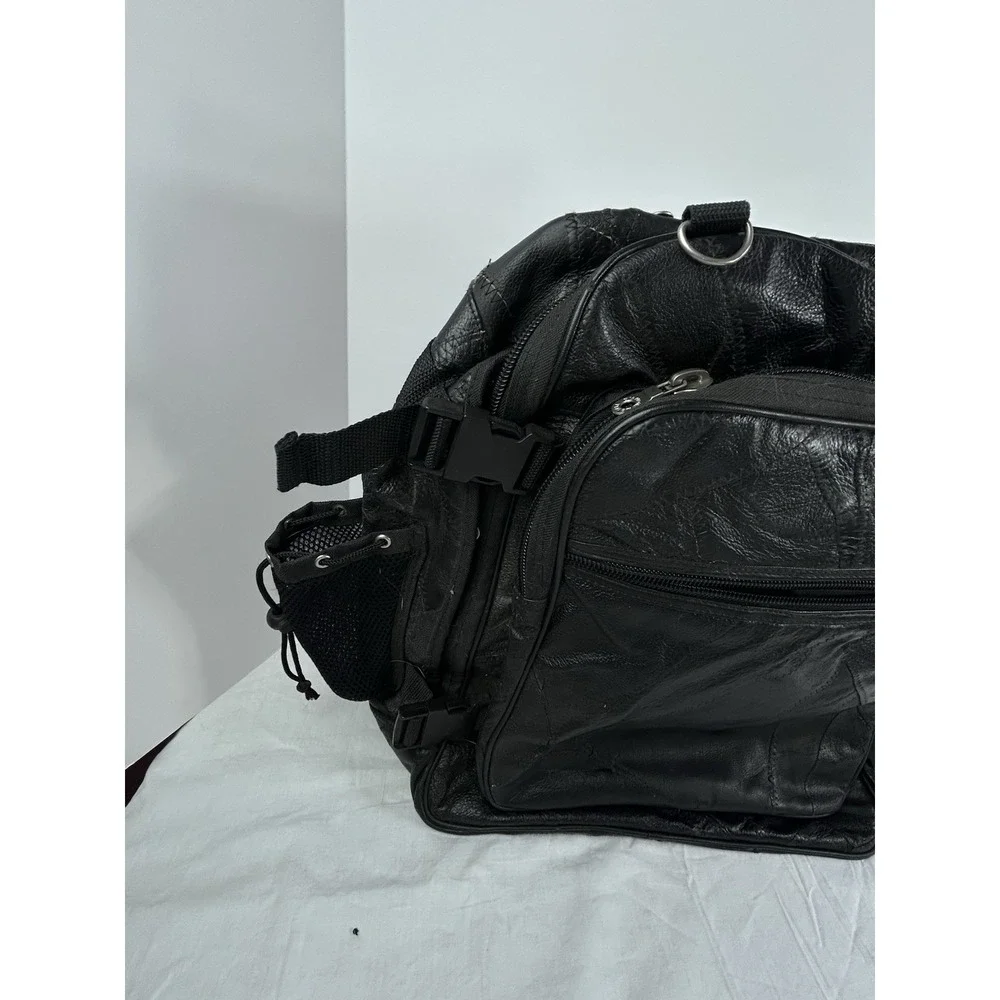Diamond Plate Buffalo Leather Motorcycle Storage Bag Luggage
